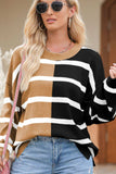 Contrast Striped Long Sleeve Sweatshirt - Trendsi - Flyclothing LLC