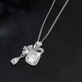 1.5 Carat Moissanite 925 Sterling Silver Bowknot Pendant Necklace - Trendsi - Flyclothing LLC
