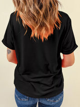 Halloween Skull Checkerboard Graphic Round Neck T-Shirt - Trendsi - Flyclothing LLC