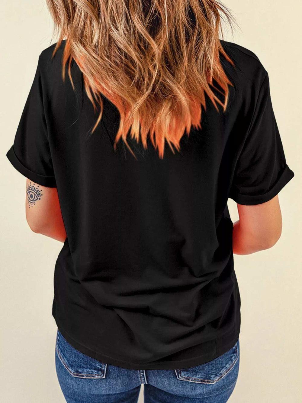 Halloween Skull Checkerboard Graphic Round Neck T-Shirt - Trendsi - Flyclothing LLC