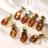 Turquoise Resin Geometric Drop Earrings - Trendsi - Flyclothing LLC
