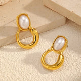 18K Gold-Plated Pearl Earrings - Trendsi - Flyclothing LLC