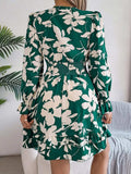 Tied Ruffled Printed Long Sleeve Dress - Trendsi - Flyclothing LLC