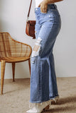 Distressed Straight Leg Jeans with Pockets - Trendsi