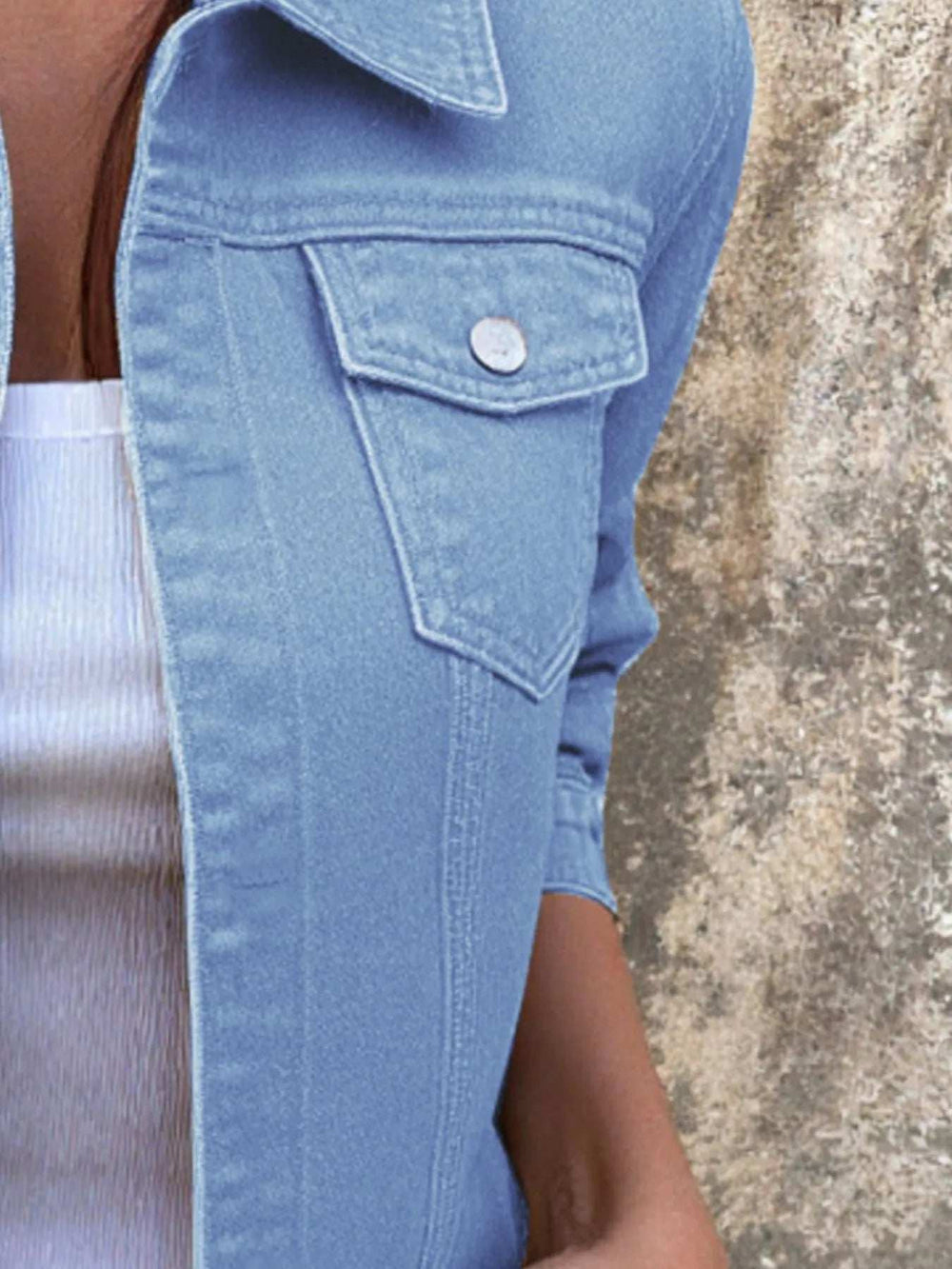 Button Front Closure Denim Jacket - Trendsi - Flyclothing LLC