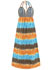 Tie-Dye Halter Neck Sleeveless Dress Trendsi
