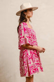 BiBi Aztec Woven Printed Contrast Binding Dress - Trendsi - Flyclothing LLC
