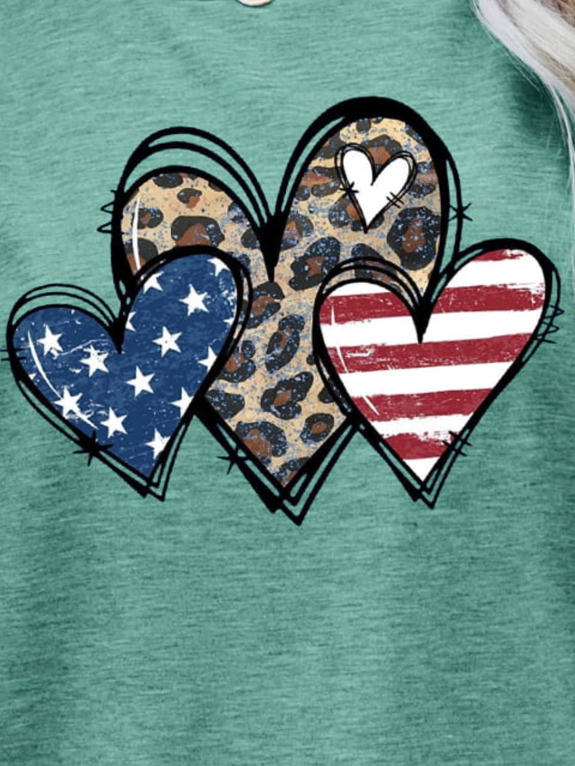 US Flag Leopard Heart Graphic Tee - Trendsi - Flyclothing LLC