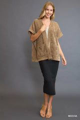 Umgee Open Front Knit Cardigan with Front Pockets - Trendsi - Flyclothing LLC