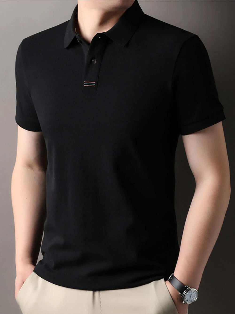 Men's Plus Size Button Detail Short Sleeve Polo - Trendsi - Flyclothing LLC