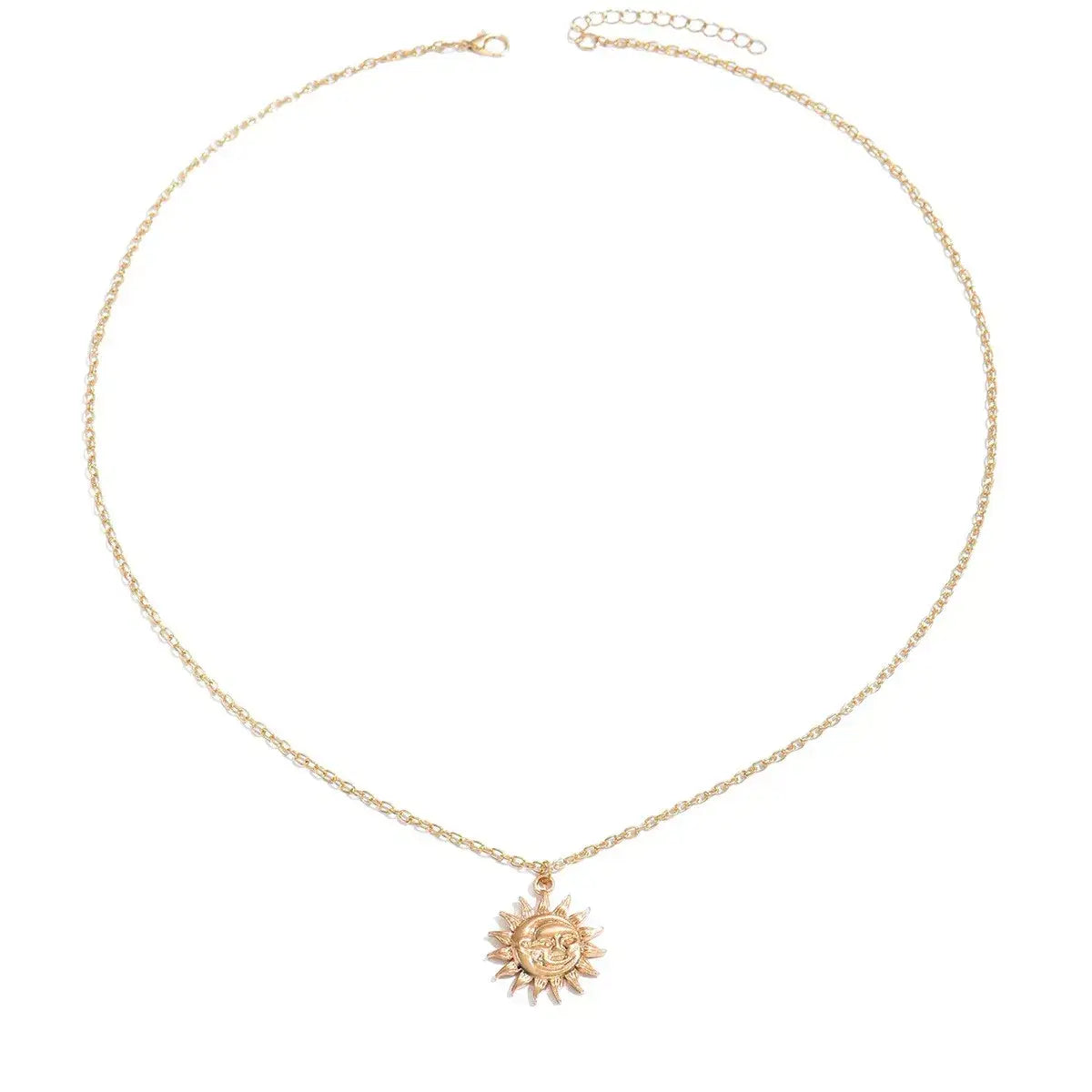18K Gold-Plated Sunburst Pendant Necklace - Trendsi - Flyclothing LLC