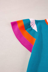 Color Block Round Neck Knit Top - Trendsi - Flyclothing LLC