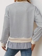 Perfee Faux Layered Striped Long Sleeve Sweatshirt - Trendsi - Flyclothing LLC