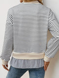 Perfee Faux Layered Striped Long Sleeve Sweatshirt - Trendsi