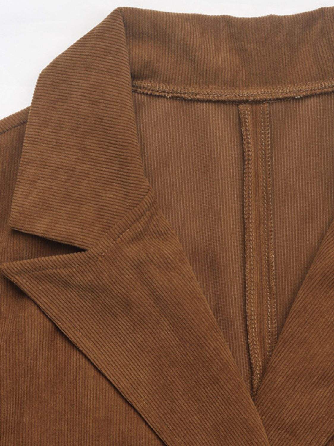 Perfee Decorative Pocket Flap Lapel Collar Long Sleeve Outerwear - Trendsi - Flyclothing LLC