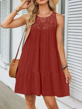 Ruffled Hem Lace Sleeveless Dress - Trendsi - Flyclothing LLC