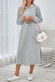 Side Slit Drawstring Long Sleeve Hooded Dress - Trendsi - Flyclothing LLC