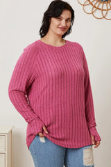 Basic Bae Full Size Ribbed Thumbhole Sleeve T-Shirt - ShopBasicbae - Flyclothing LLC