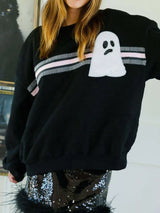 Halloween Sequin Round Neck Sweatshirt - Trendsi - Flyclothing LLC