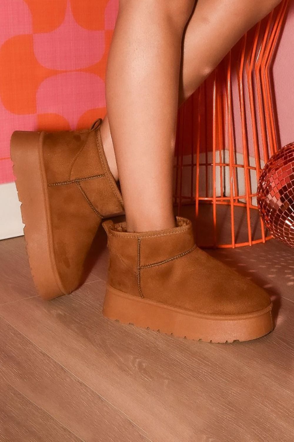 WILD DIVA Suede Round Toe Platform Booties - Trendsi