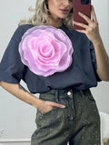 Flower Round Neck Short Sleeve T-Shirt - Trendsi