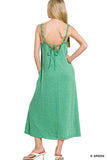 Zenana French Terry Twisted Strap Midi Dress - Trendsi