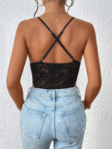 Crisscross Lace Spaghetti Strap Bodysuit - Trendsi - Flyclothing LLC