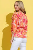 And The Why Ruffled Printed Puff Sleeve Blouse - Trendsi - Flyclothing LLC