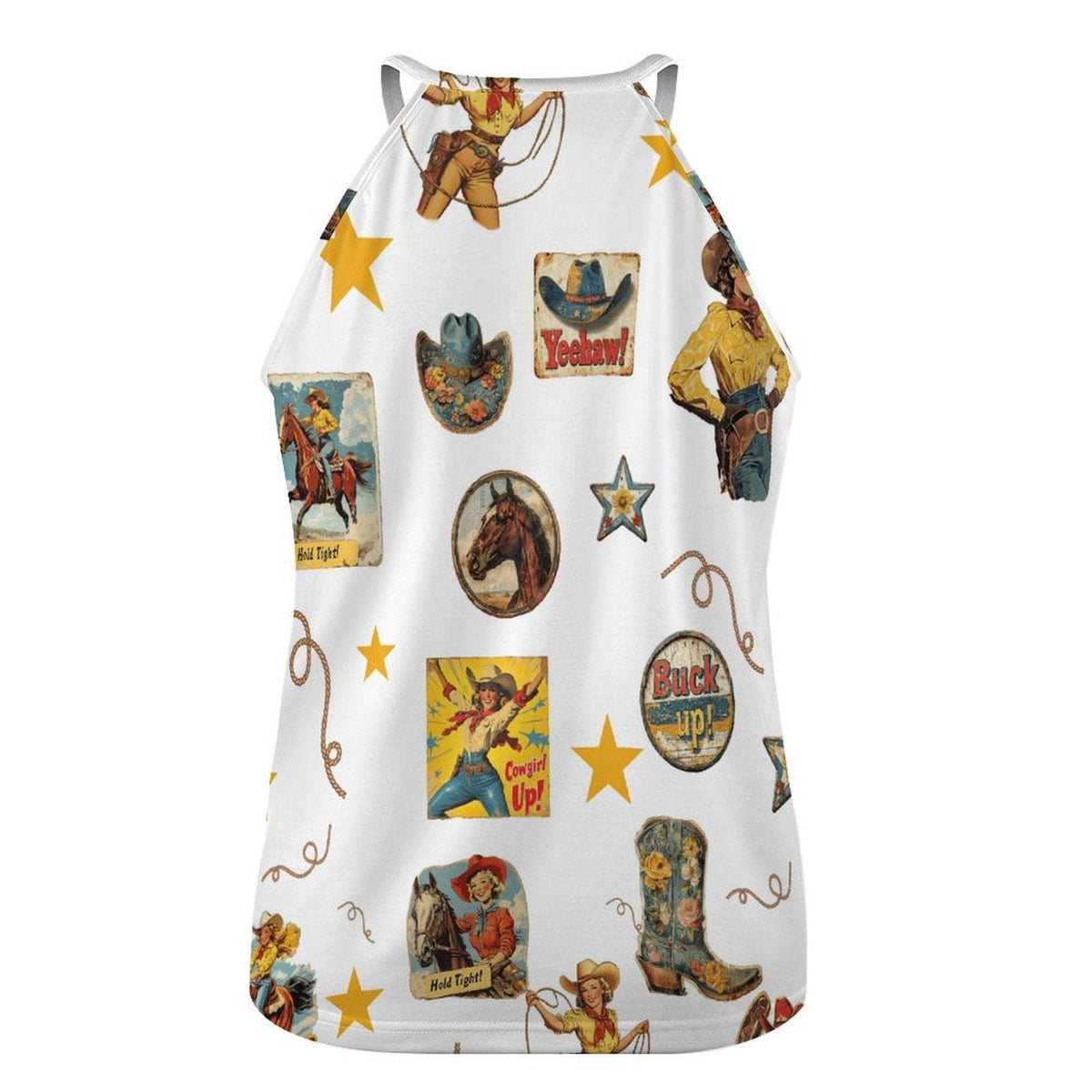 Baha Ranch Vintage Cowgirl Collage Western Tank Top