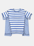 Full Size Contrast Stitching Striped Round Neck T-Shirt - Trendsi - Flyclothing LLC