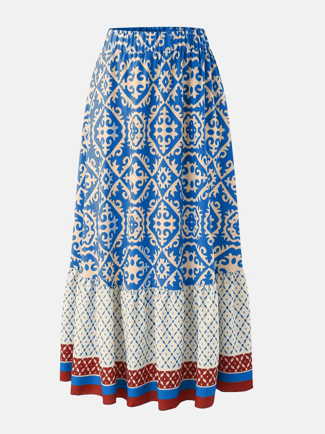 Geometric Elastic Waist Maxi Skirt - Trendsi - Flyclothing LLC