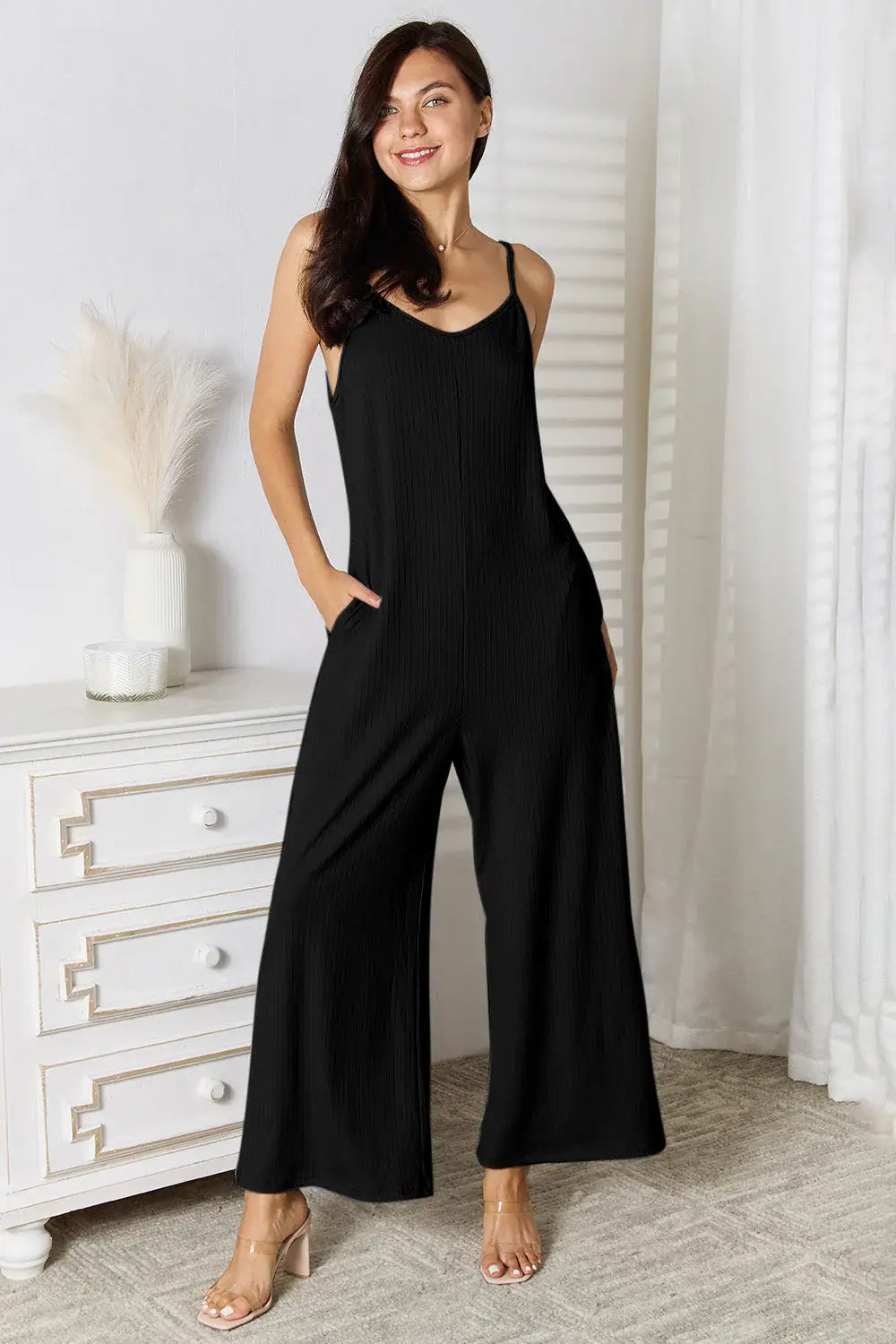 Basic Bae Full Size Spaghetti Strap V-Neck Jumpsuit - ShopBasicbae - Flyclothing LLC