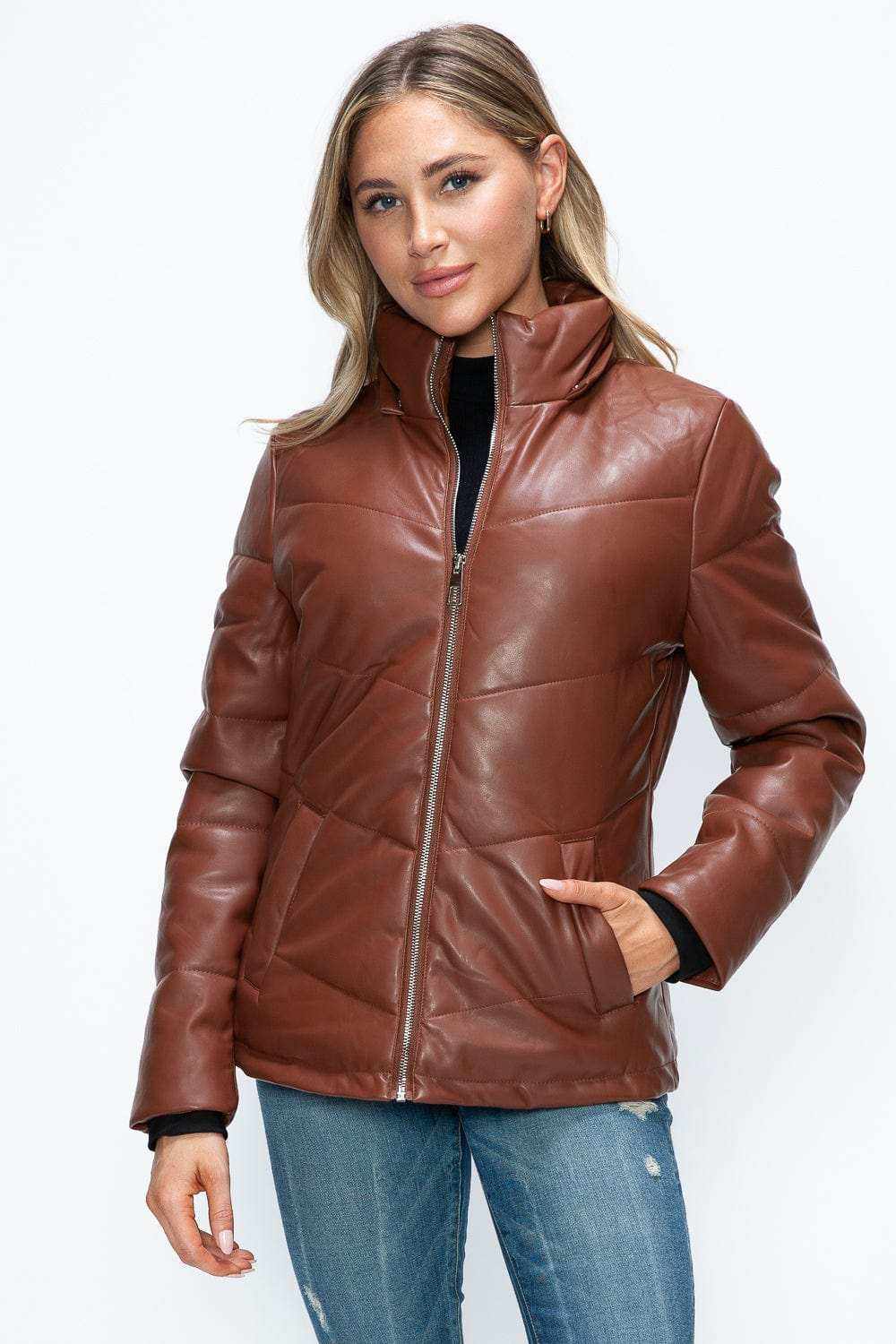 How Dare U Pocketed Zip Up Puffer Jacket with Removable Hood - Trendsi - Flyclothing LLC