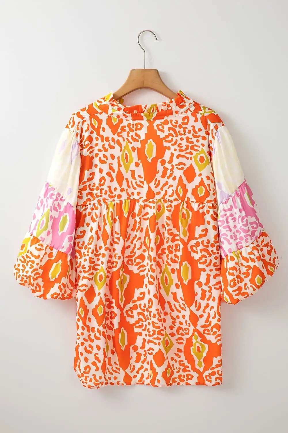 Printed Notched Half Sleeve Blouse - Trendsi - Flyclothing LLC