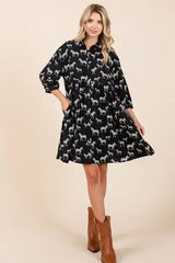 Mittoshop Zebra Print Button Down Shirt Mini Dress - Trendsi - Flyclothing LLC