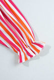 Striped Notched Flounce Sleeve Blouse - Trendsi - Flyclothing LLC