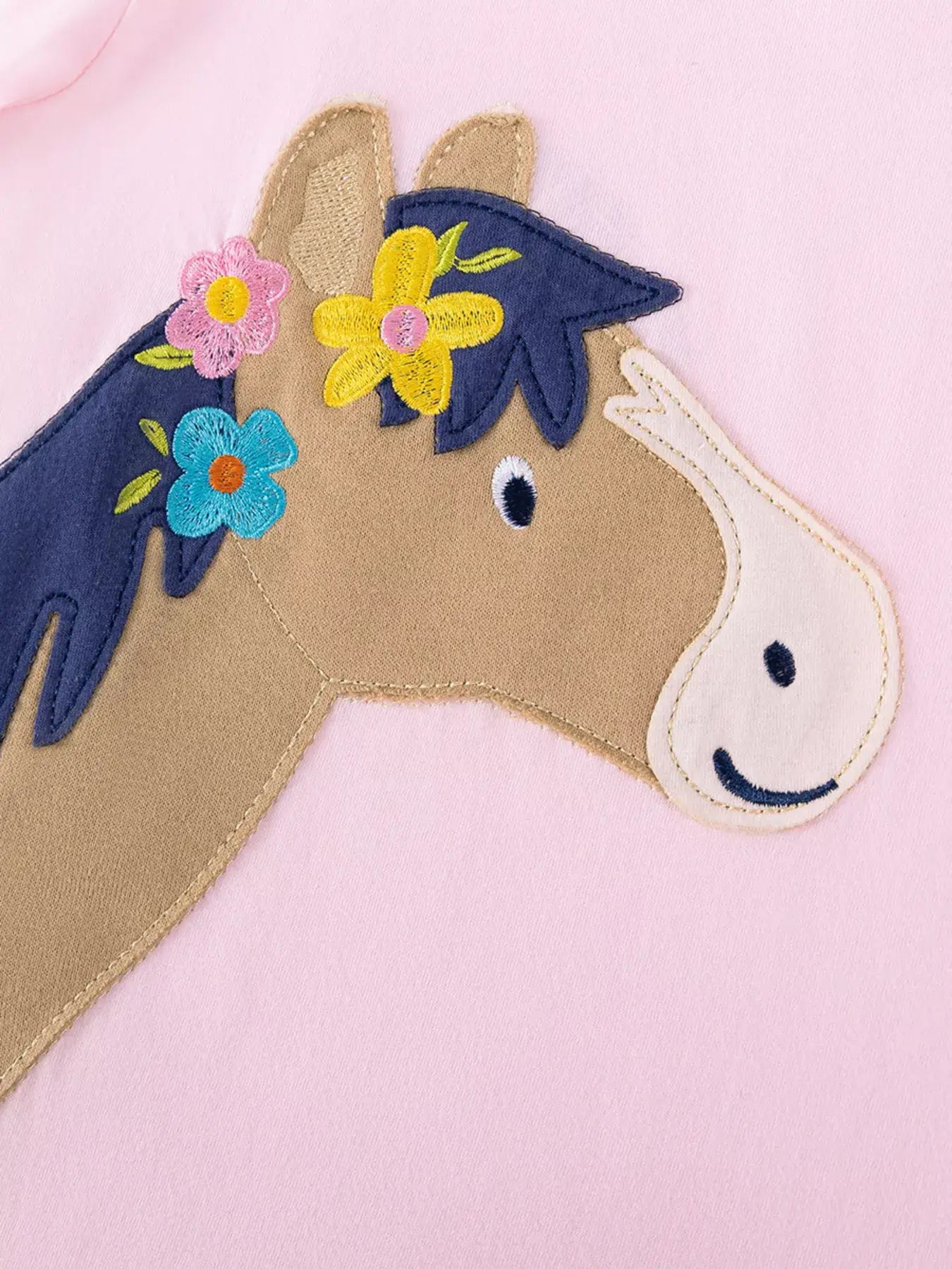 Children's Horse Applique Top & Rainbow Striped Pants Set - Trendsi - Flyclothing LLC