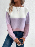 Color Block Boat Neck Sweater - Trendsi - Flyclothing LLC