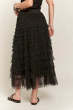 ADORA Elastic Waist Layered Mesh Midi Skirt - Trendsi - Flyclothing LLC