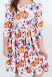 Hey Pumpkin 3/4 Sleeve Ruffle Twirl Dress - Mila & Rose ®