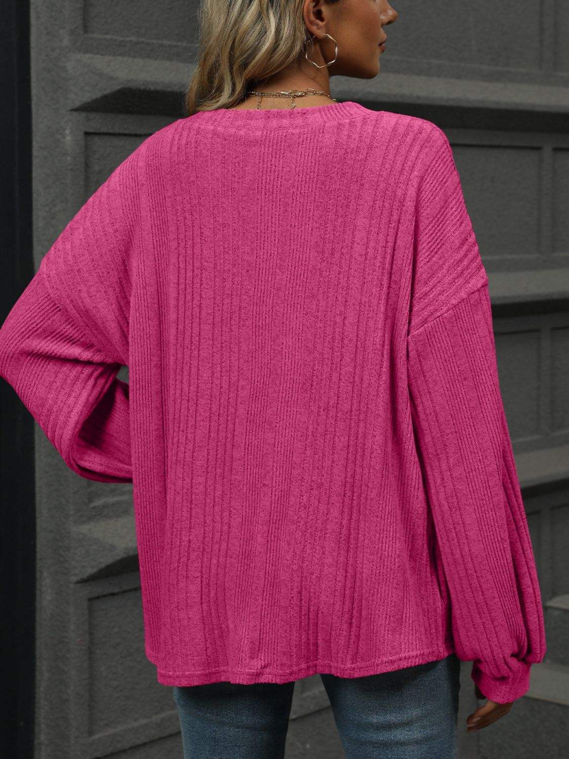 V-Neck Long Sleeve T-Shirt - Trendsi - Flyclothing LLC