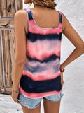 Tie-Dye Scoop Neck Wide Strap Tank - Trendsi