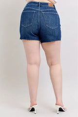 Judy Blue Full Size High Waist Criss-Cross Waistband Denim Shorts Plus Size - Trendsi - Flyclothing LLC