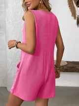 Pocketed Round Neck Sleeveless Romper - Trendsi - Flyclothing LLC
