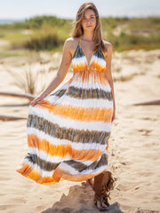 Tie-Dye Halter Neck Sleeveless Dress Trendsi