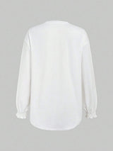 Smocked Cuff Round Neck Long Sleeve T-Shirt - Trendsi - Flyclothing LLC