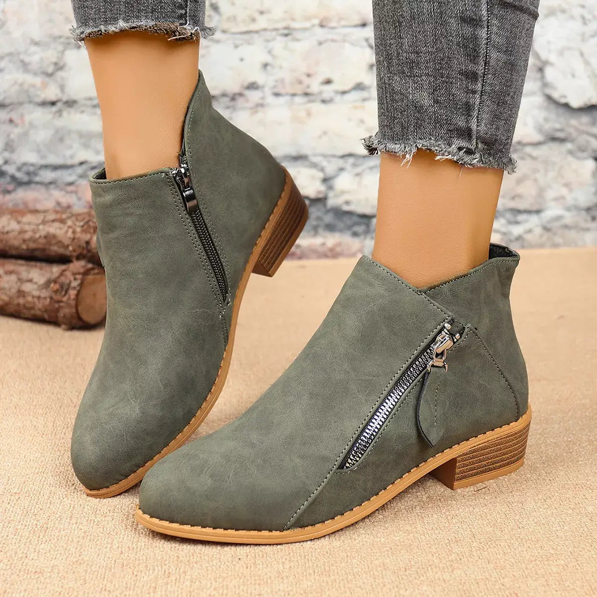 Size Zipper Block Heels Boots - Trendsi - Flyclothing LLC