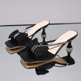 Bow Rhinestone Open-Toe Sandals - Trendsi - Flyclothing LLC