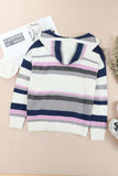 Plus Size Striped Long Sleeve Hooded Sweater - Trendsi - Flyclothing LLC