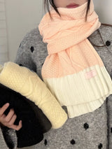 Two-Tone Knitted Warm Scarf - Trendsi - Flyclothing LLC